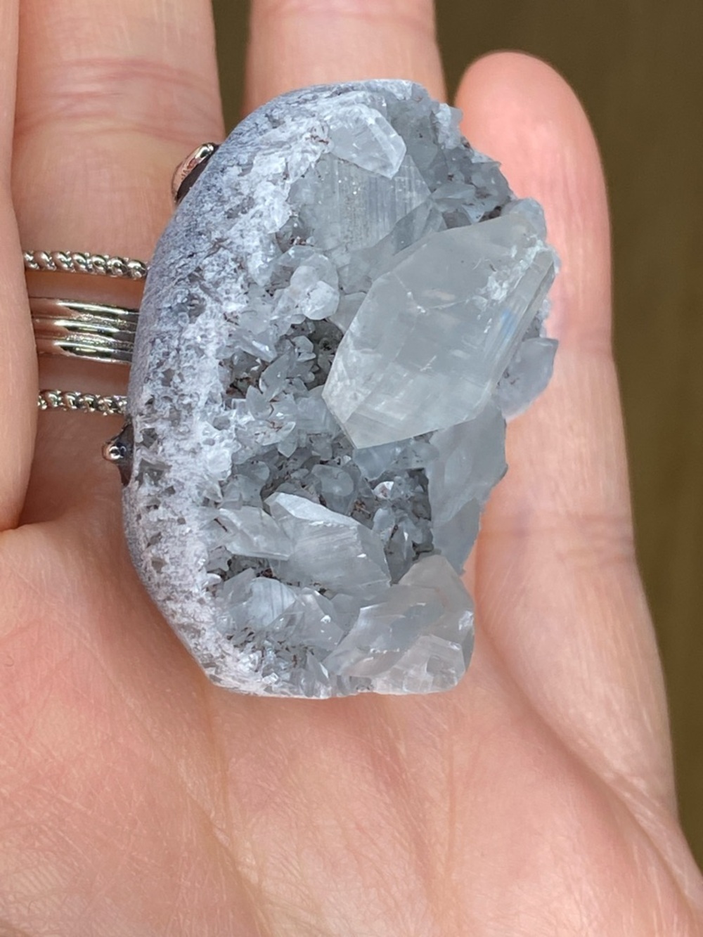Raw Apophyllite Ring • Natural Sparkling Crystalline Gemstone • Silver Statement - Picture 12 of 16
